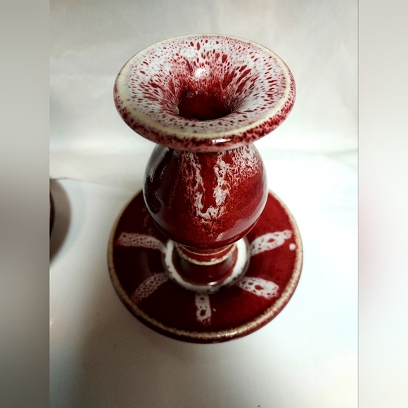 Vintage Pottery Candle Holders Set Of 2 Sign By The Artist MMS. - Picture 4 of 9